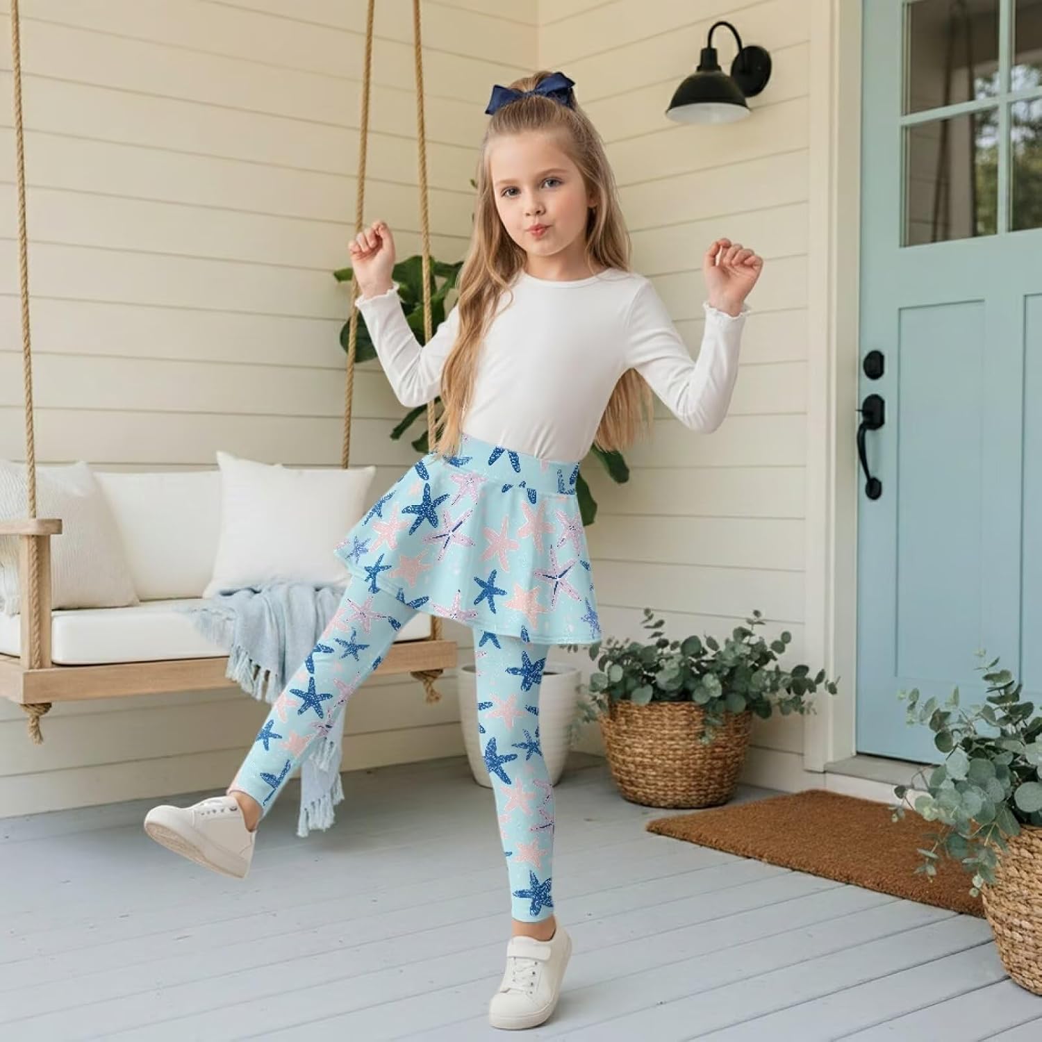 Girls School Uniform Pants High Waisted Leggings for Girls Stretch Skirt Pants Athletic Leggings Size 5-14