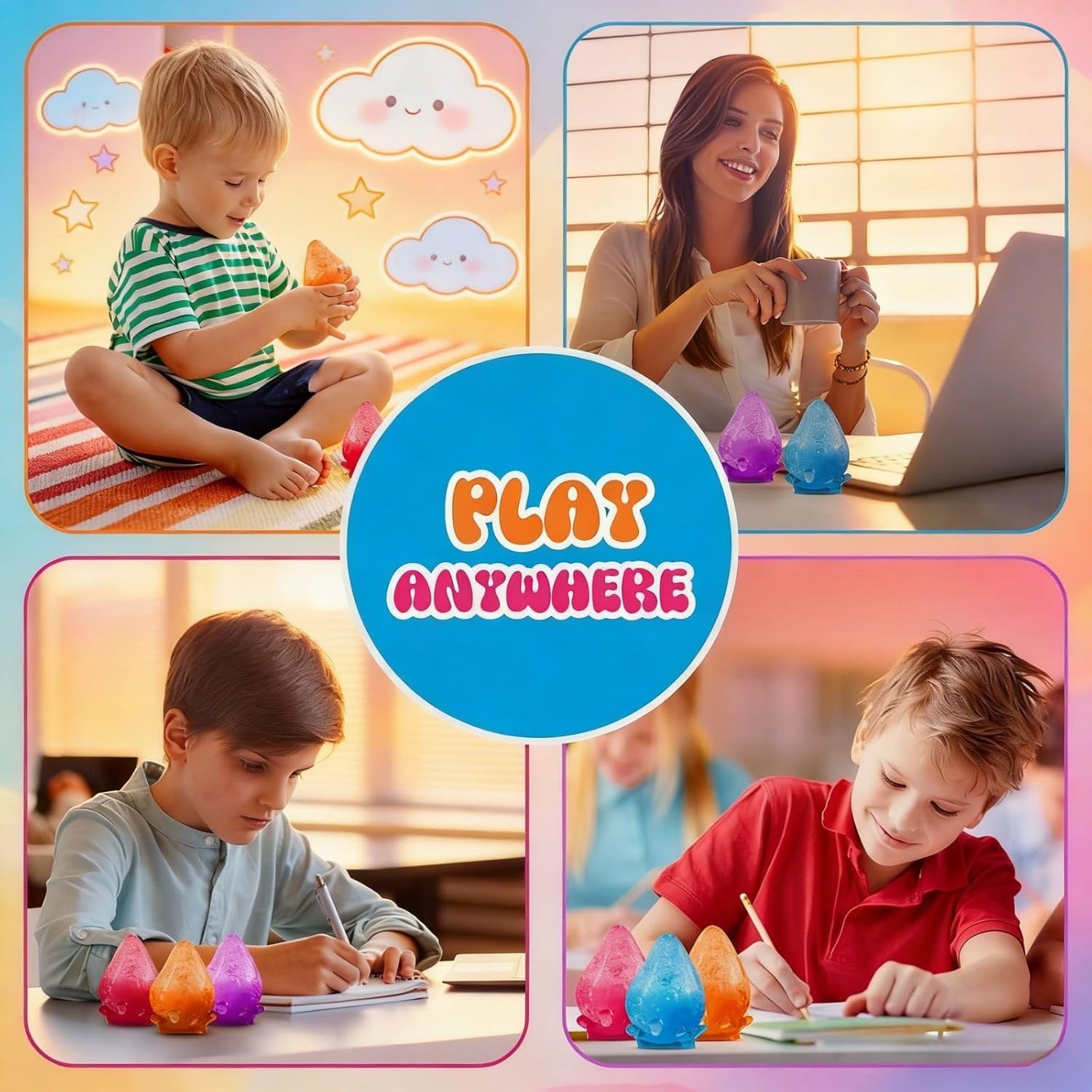 Dream Drop Squishy Stress Ball Water Drop Fidget, Squishy Stress Cube-Drop Malt Sugar Balls, Stuffers Party Favors for Anxiety Relief Everyone (D)