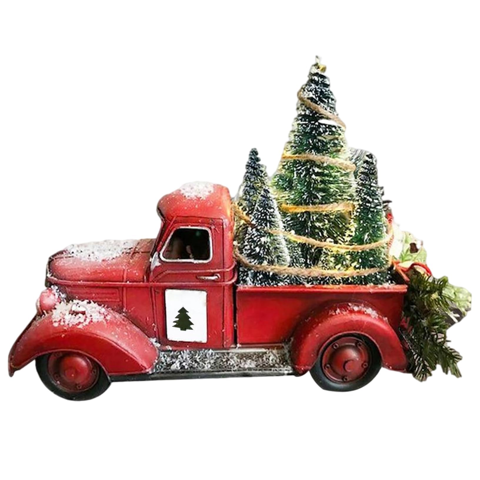 Arbre de Noël Éclairé et Camion Rouge Miniature Idée Cadeau Idéale