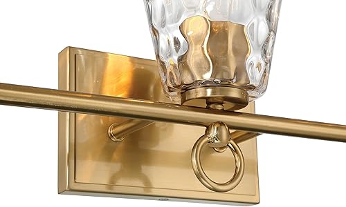 Miniatura 9 de Robert Stevenson Lighting Imogen - Lámpara de tocador de 3 luces de cristal de agua martillada y metal dorado cepillado