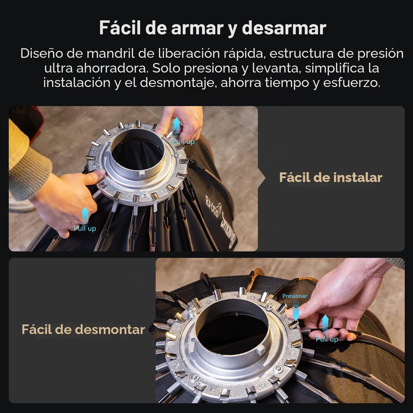 SMALLRIG Softbox Parabólico, Softbox de Liberación Rápida 47,2Pulgadas/120cm, Compatible con RC 120D/RC 120B/RC 220D/RC 220B/RC 350D/ RC 350B/RC 450D/RC 450B y Otras Luces de Montaje Bowens-4140