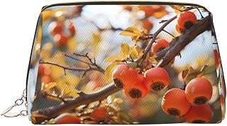 Australian Sheep Printed Leather Cosmetic Bag - Stylish and Portable Cosmetic Storage Bag, Persimmon, One Size