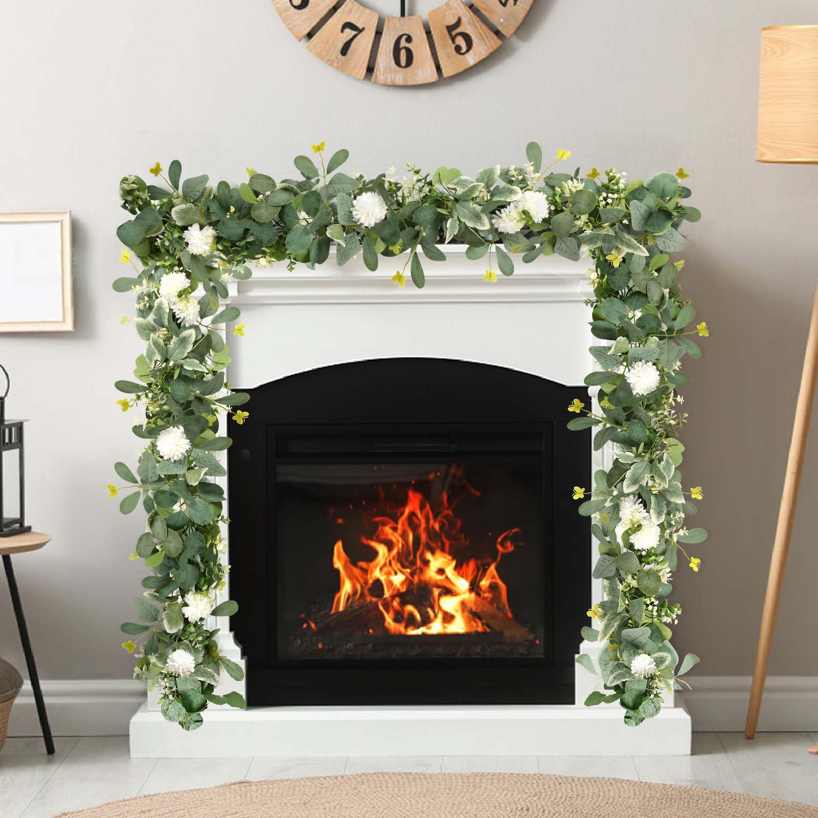 4 Stück Künstliche Eukalyptus Girlande Künstliche Eukalyptus Pflanze Hängend Seidenblumen Deko Grüne Blätter mit Weiße Hortensien Eukalyptusranke für Weihnachten Kamin Party Wand Tisch Deko | Hängepflanzen, Schmetterlingsblätter, Efeu, künstliche Blumengi