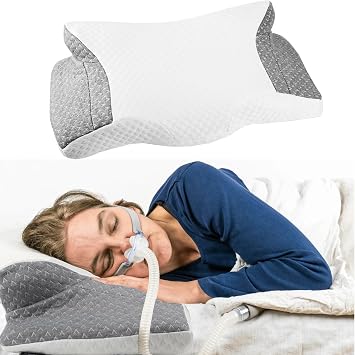 CPAP Pillow for All CPAP Mask Users - Reduces Air Leaks, Pressure and Tangle of Hose - Memory Foam Pillow - Relieves Neck Pain from CPAP Side, Stomach and Back Sleepers - Makes Sleep Easier