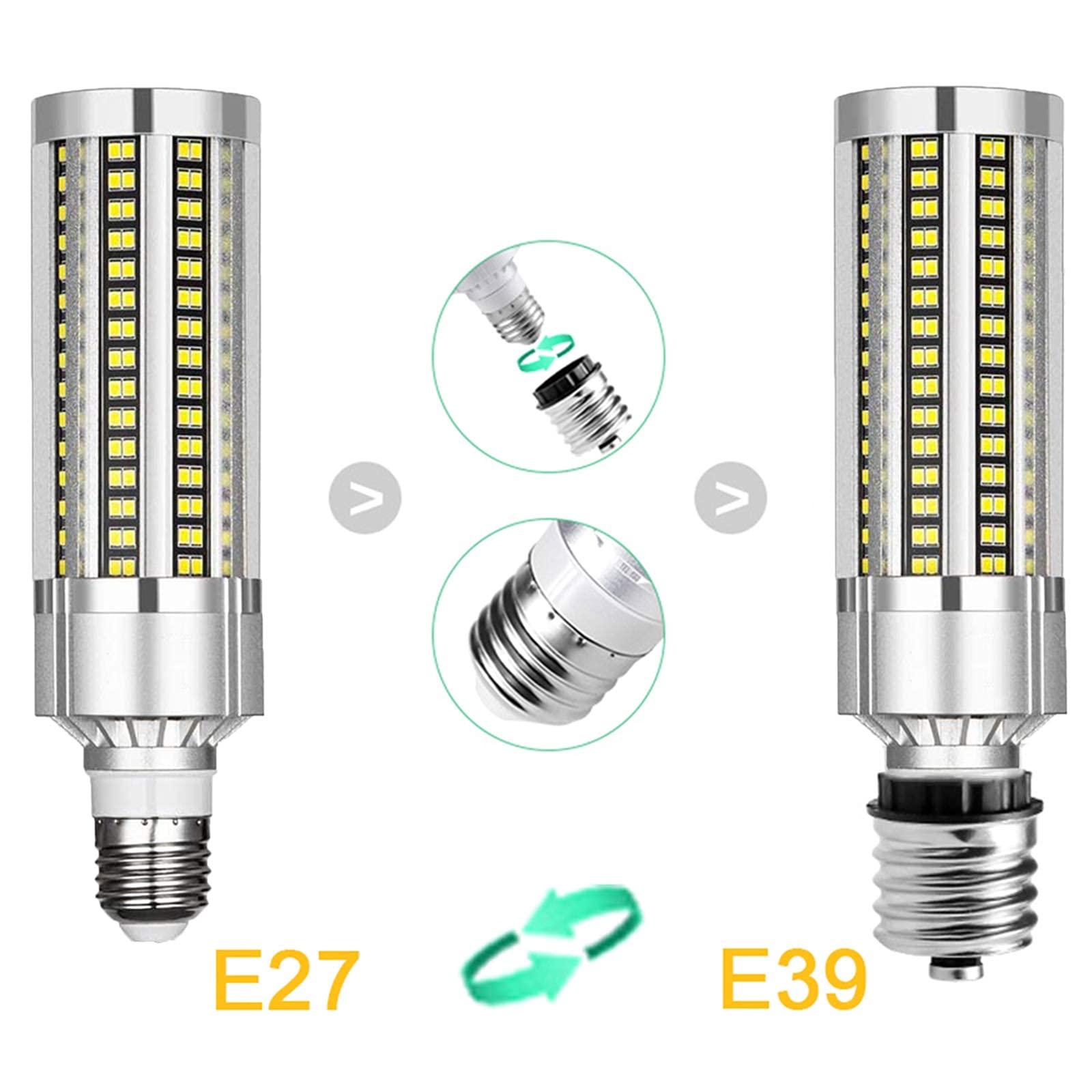 5 Confezioni 60W Lampadine LED Mais Super Luminose E27/E39 Base LED Lampada AC 100-277V 7200 Lumen 600W Equivalente Lampada/Incandescenza per Grandi Aree Commerciali Illuminazione a Soffitto(Bianco Fr