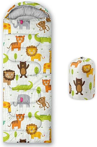 Miniatura 11 de Saco de dormir para niños y niñas, estampado de luna de cohete, ligero, cálido, portátil, para exteriores, interior, impermeable, resistente al