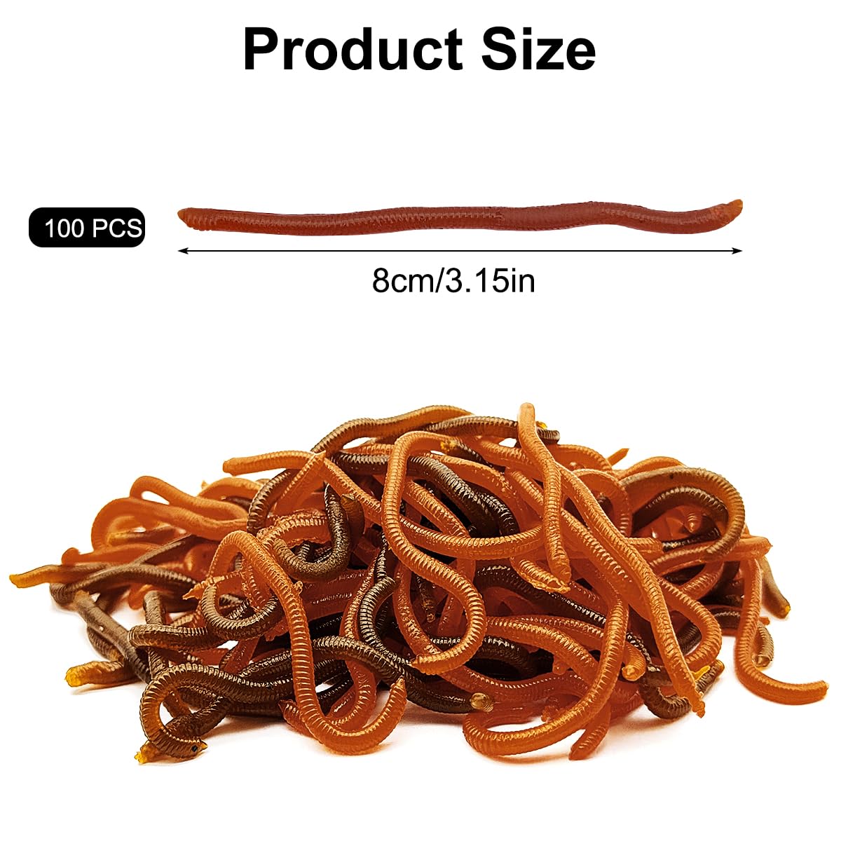 100 Pcs 3.3inch Soft Worms Fishing Lure Baits, Earthworm Baits Lifelike Fake Bloodworm, Fresh Water Fishing Bait, Brown : Sports & Outdoors