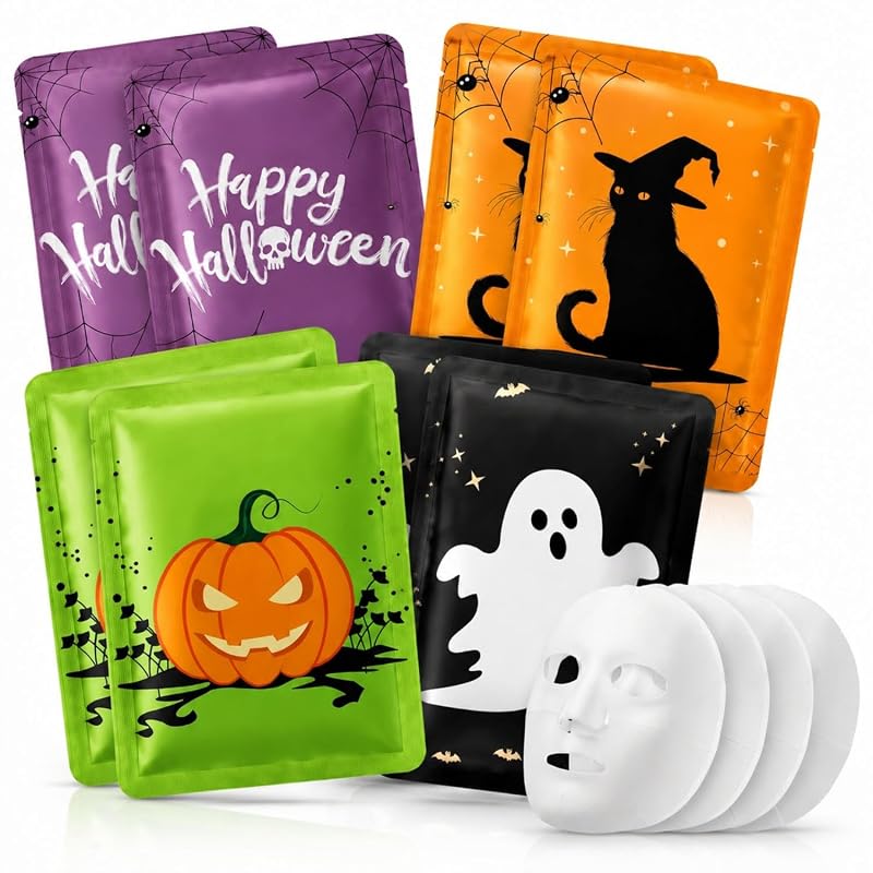 Máscaras faciais temáticas de Halloween Batiyeer, pacote com 8