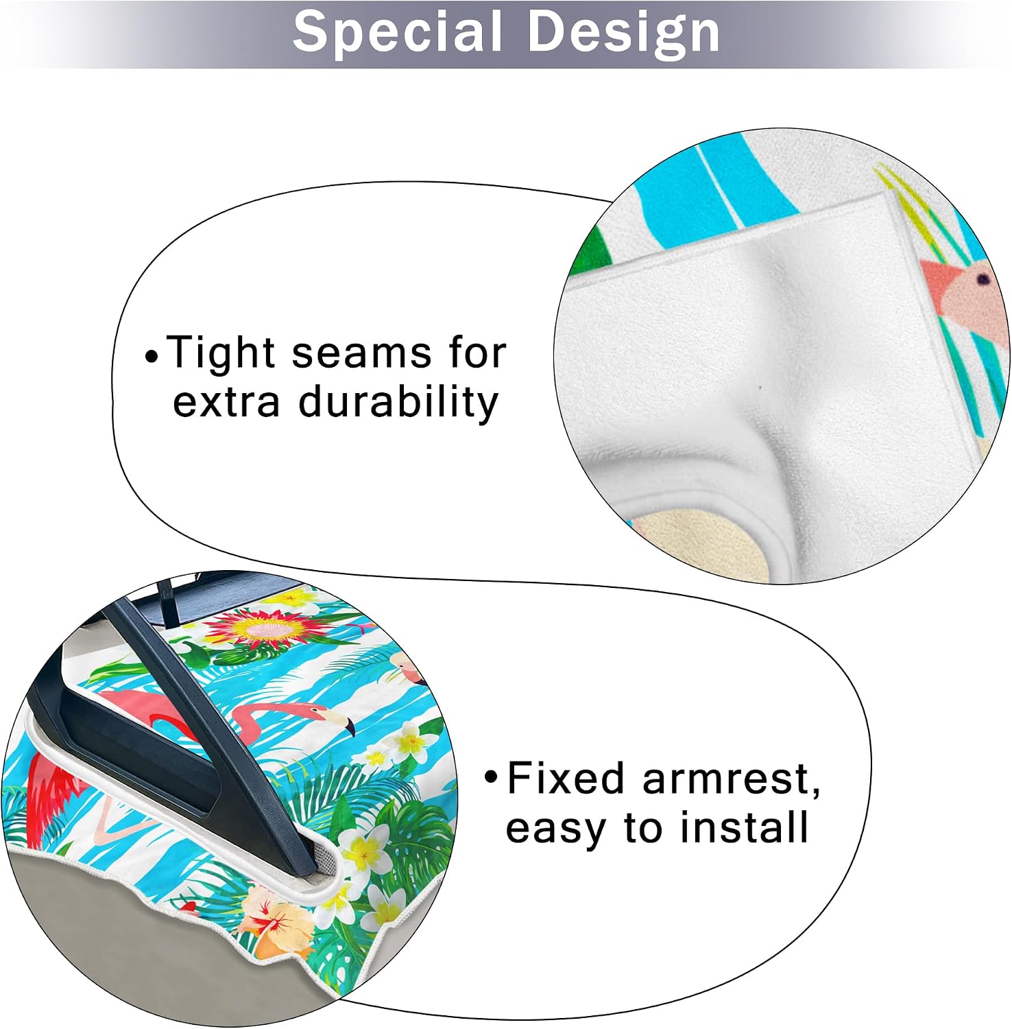 Tropical Golf Cart Seat Covers, Breathable Microfiber Golf Cart Seat Towel Blanket, Fits Yamaha, EZGO, Club Car, Icon and More 2 & 4 Passenger Carts, 51"x31", Tropical Flamingo image 2