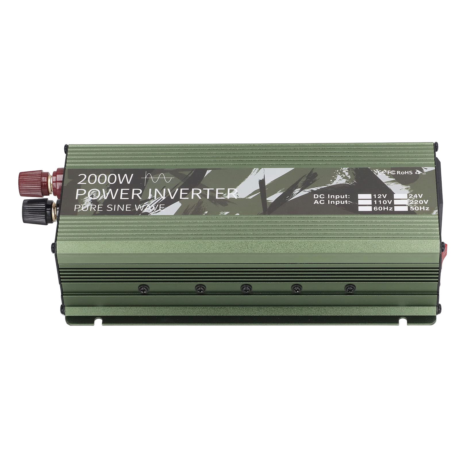 Garosa Przetwornica Napięcia Samochodu Czysta Fala Sinusoidalna Przetwornica Samochodowa 12 V na 220 V 2000 W Szczytowa Moc 800 W Rzeczywisty Stop Aluminium z Wentylatorem Chłodzącym USB 5 2 A do