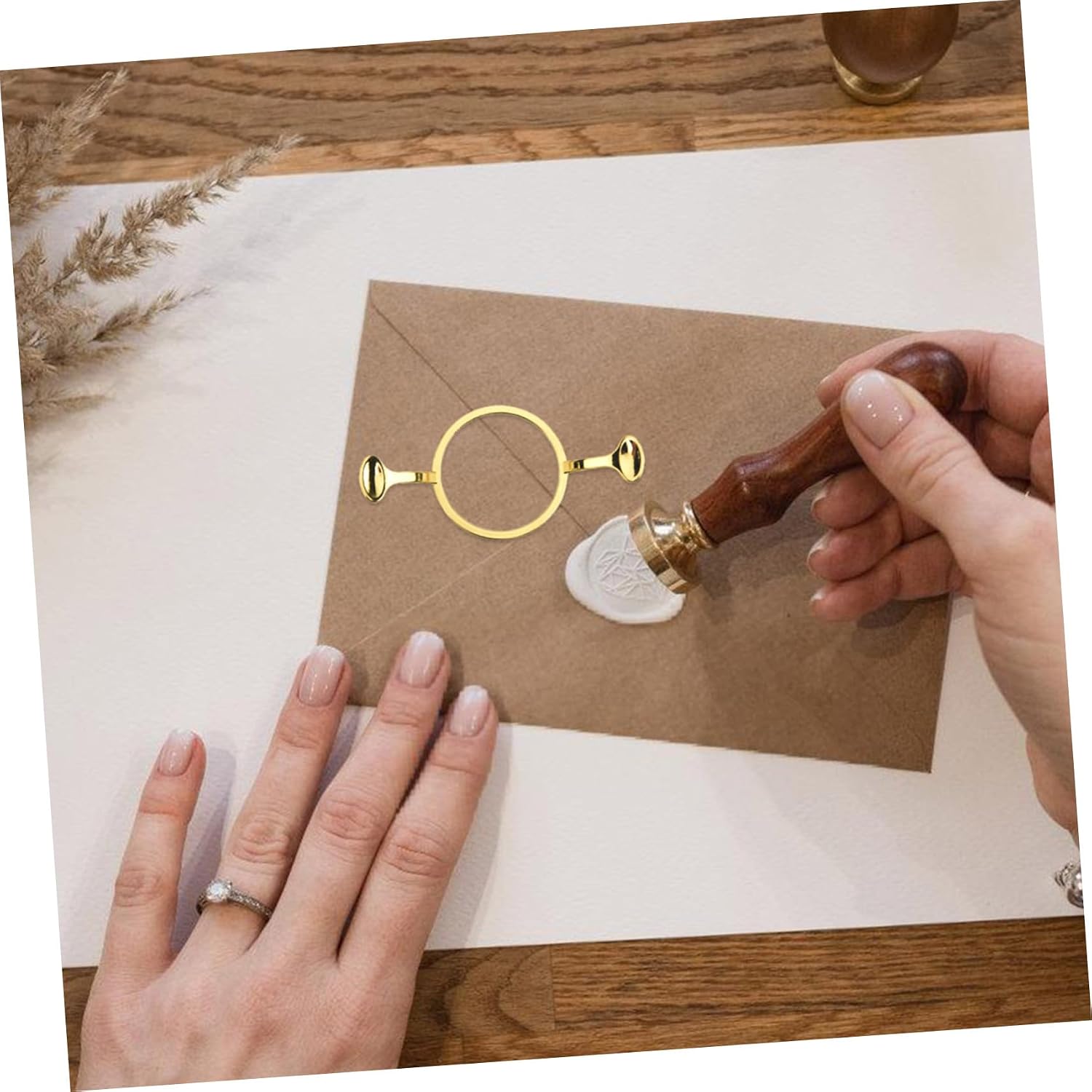 OHPHCALL Metal Wax Seal Molds Kit Round Flower Shape Letter Sealer for Decorative Envelopes
