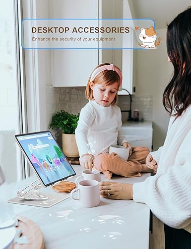 Miniatura 6 de Soporte de aluminio giratorio de 360, ajustable, portátil y plegable, soporte para monitores para iPads, compatible con tabletas de 4 a 12.9