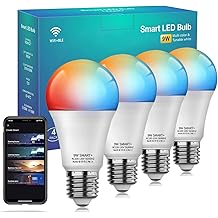Vanance Smart Light Bulbs 4Pack, WiFi &amp; Bluetooth 5.0, App Control, Color Changing LED Bulb, A19 E26 800LM Dimmable RGB Lights, 2700~6500K, Smart Home Lighting Works with Alexa Google Assistant