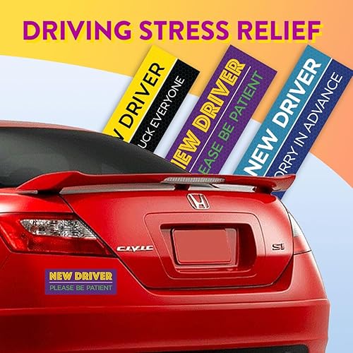 Miniatura 7 de Rio Salto Paquete de 3 imanes grandes reflectantes para automóvil con texto en inglés "Please Be Patient", imanes para estudiantes y conductores,