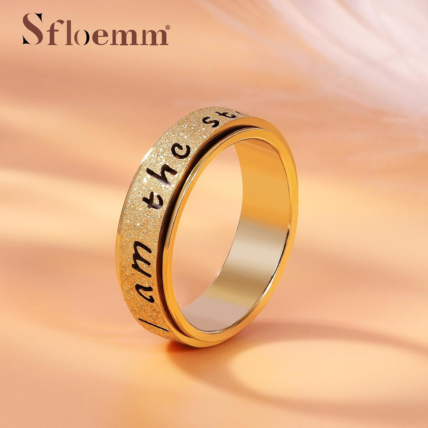 I Am the Storm Inspirational Fidget Spinner Ring for Women & Men-18K Gold Plated Anxiety Ring for Stress Relief, Motivational Jewelry Gift of Hope & Encouragement for Birthday,Christmas & Graduation (Size 6-10) - Image 4