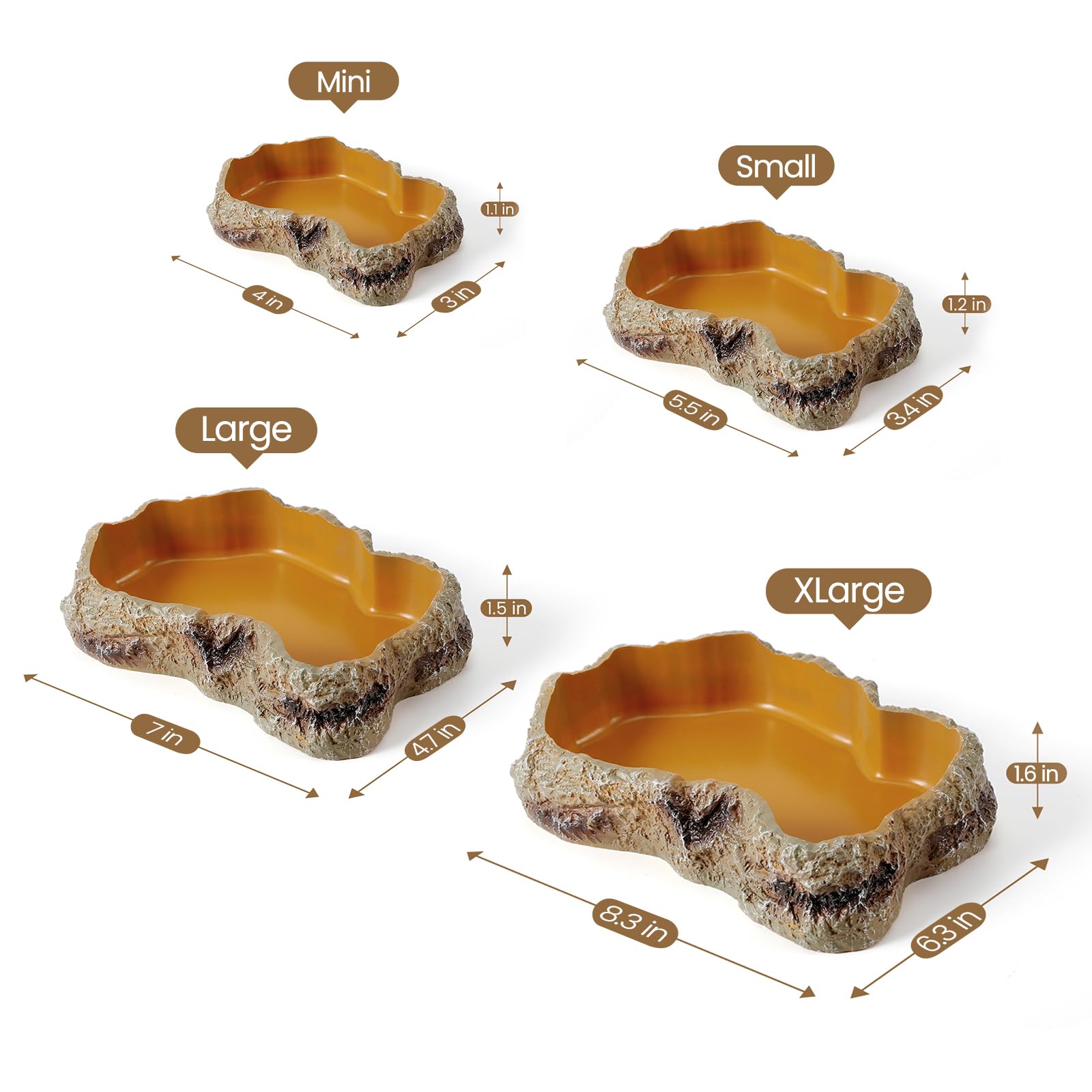 Gamelle à Eau/nourriture Pour Reptiles Avec 4 Coupelles - Plateau 11.5x6 Cm, Pour Gecko, Caméléon, Tortue, Araignée