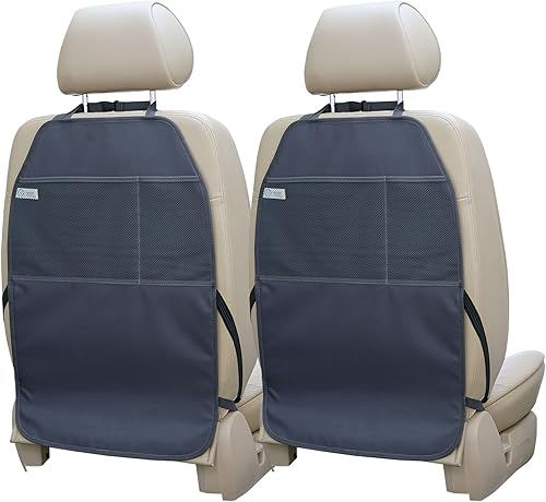 Miniatura 10 de Protector de asiento de automóvil grande para patadas, paquete de 2 fundas duraderas resistentes al agua para respaldo de asiento de automóvil con 2