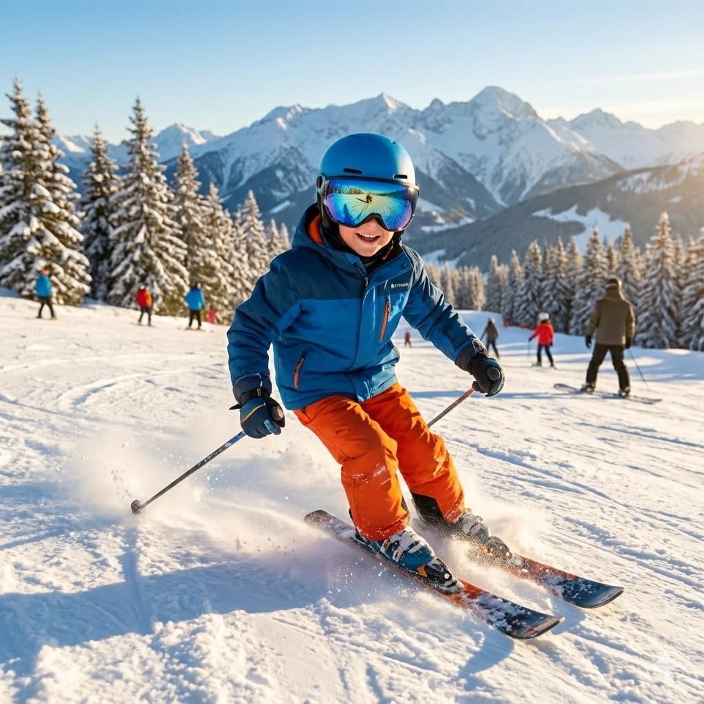 ATTABO Avens 2.0 Jr Visor dziecięcy kask narciarski z wizjerem – In-Mold, powłoka przeciwmgielna i lustrzana S2, aktywna wentylacja, do jazdy na nartach i snowboardzie 51 cm – 54 cm