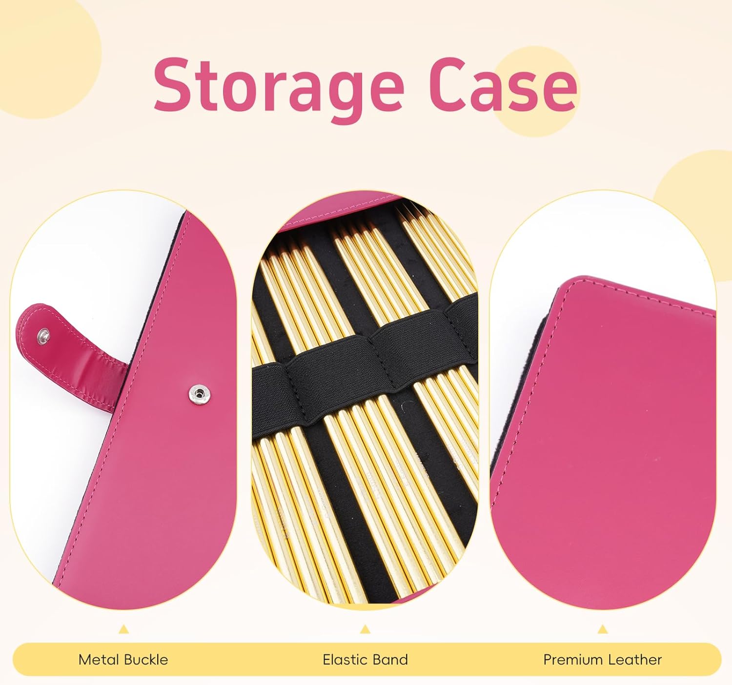 BsHooker 50Pcs Knitting Needles Set,Double Point Aluminum Knitting Needles 2.5mm-6mm Stainless Steel Knitting Kits for Weaving DIY Handcrafts