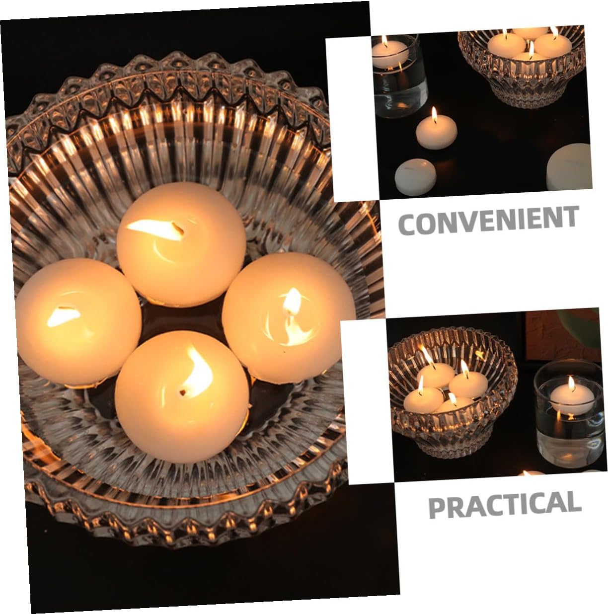 6pcs Unscented Small Round Floating Tealight Candles 4.5x2.5cm, Smokeless Pool Floating Candles for Wedding, Romantic Party, Outdoor Reception Decorations