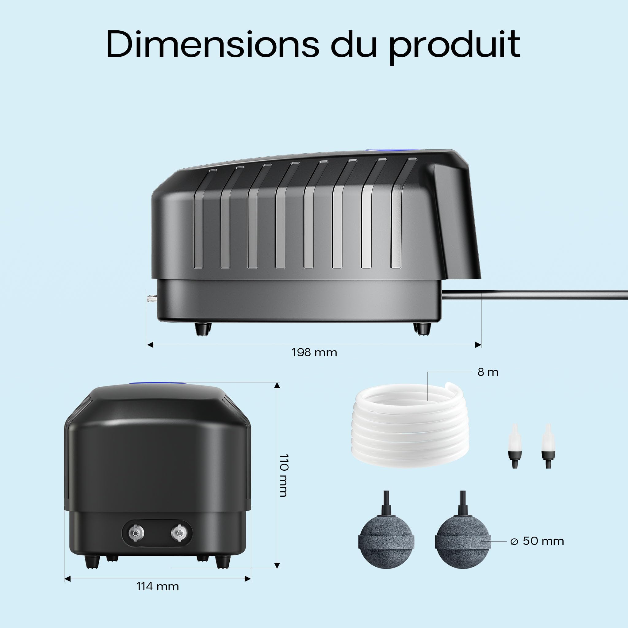 SunSun Cap Pompe Aquarium à air Bulleur Débit Longueur Pierre à Bulle Clapet ANI-Retour Sorties d’air Aérateur Diffuseur Aquariophilie Poissons Bassin Jardin Aquaculture