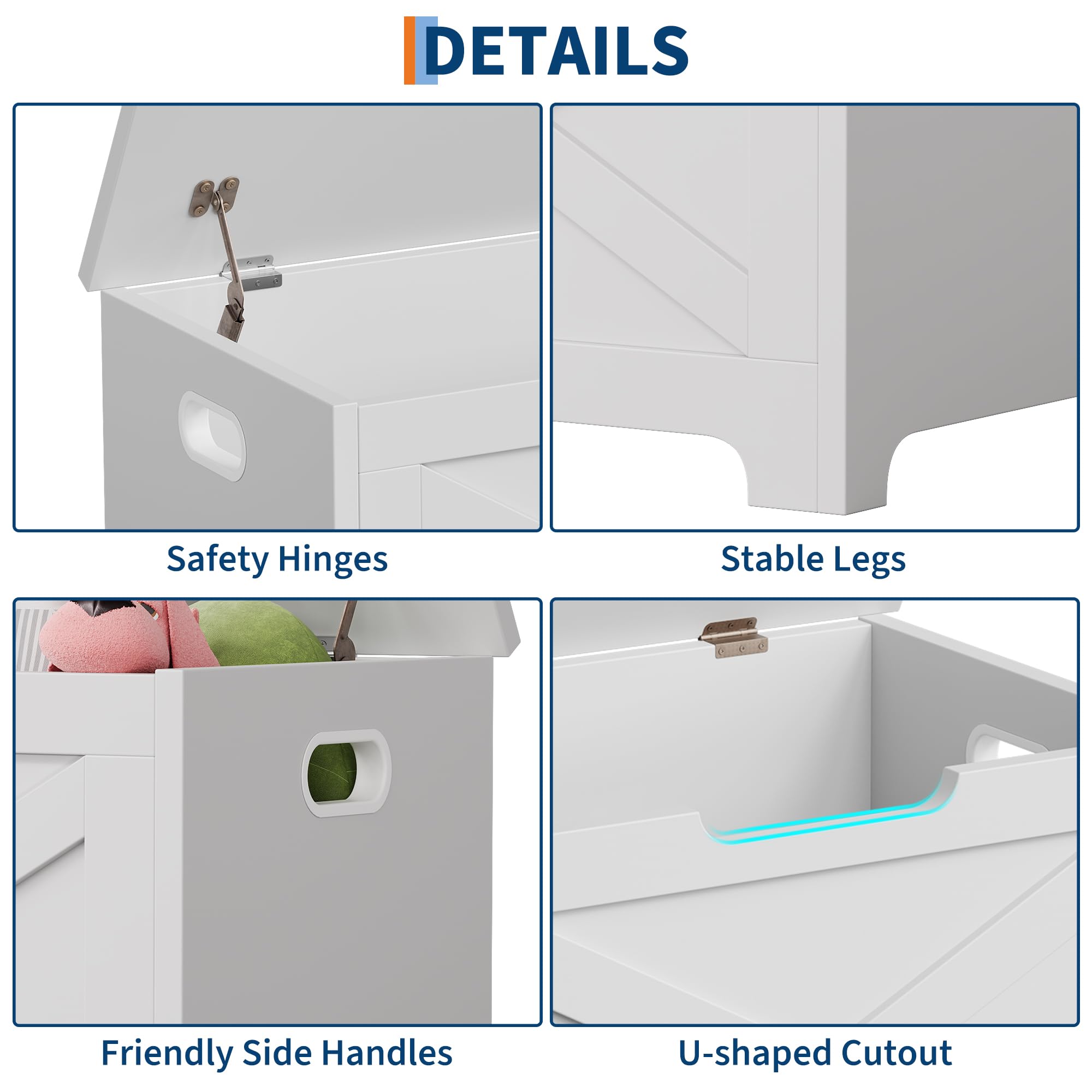 Baúl de almacenamiento con tapa abatible, mueble multifunción