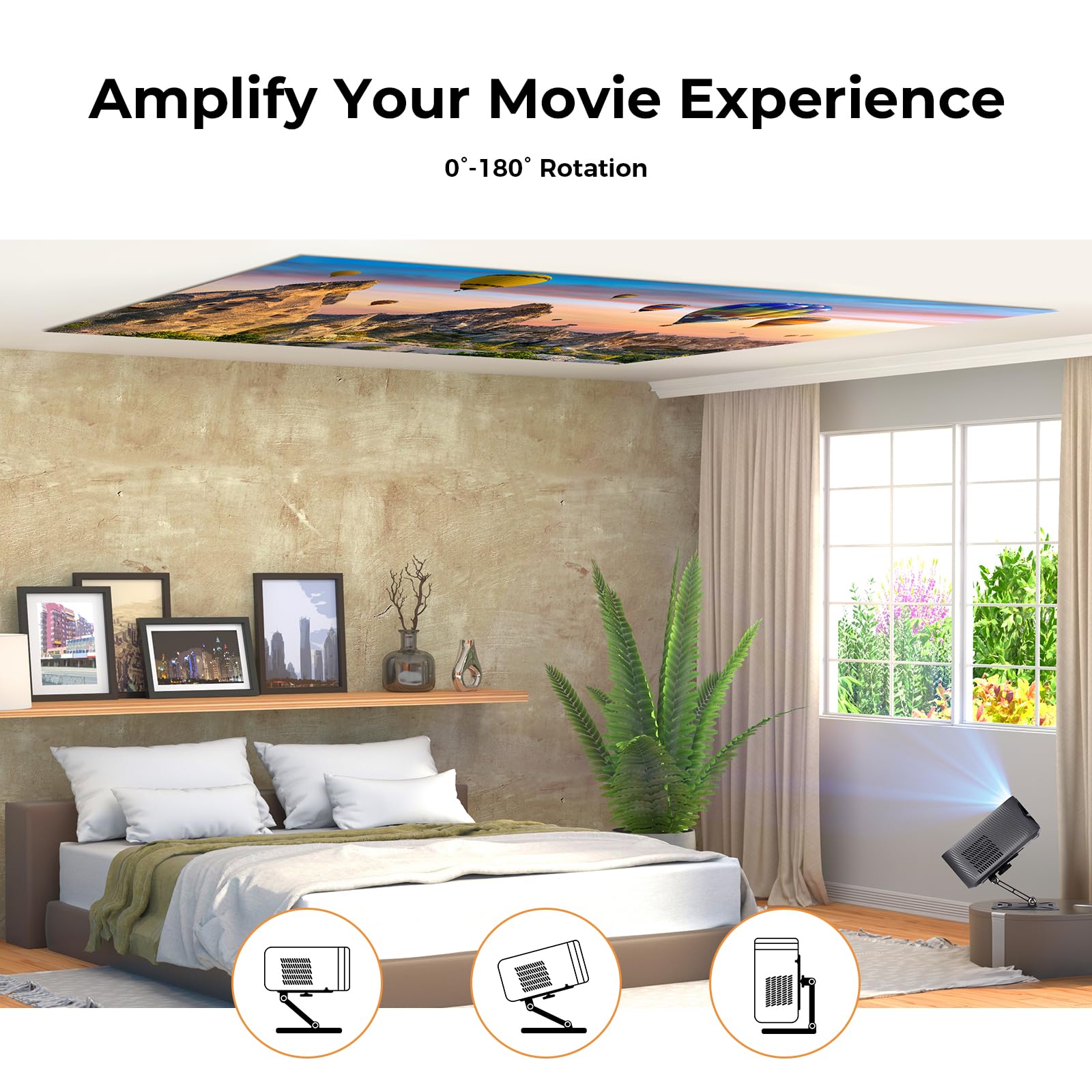 Support pliable pour projecteur, support pliable ultra compact avec installation facile et rotation à 180 degrés