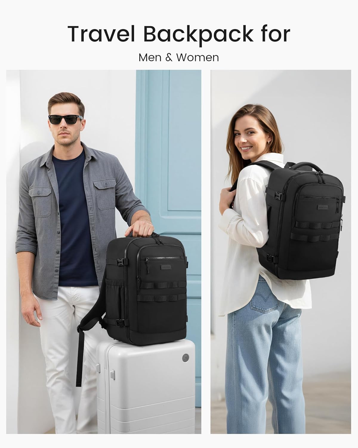 LOVEVOOK 50L Travel Backpack for Women & Men, TSA Approved Carry On Backpack with 3 Packing Cubes, Waterproof Personal Item Bag Fits 17" Laptop, Weekender Essentials Overnight Backpack for Trip