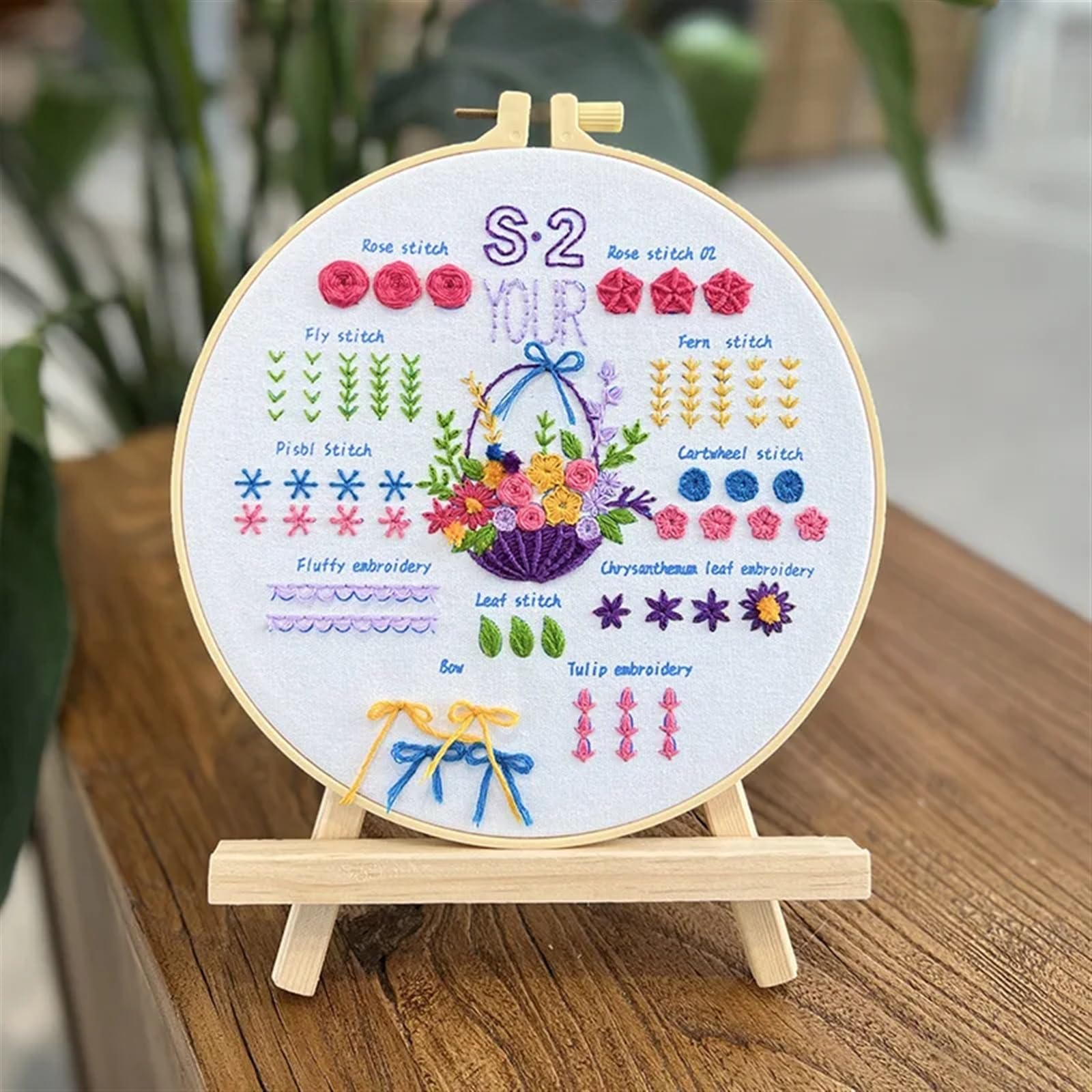 haft, Zestaw do haftowania, 3 zestawy Startowy zestaw Naucz się różnych ściegów Zestawy samodzielnego montażu(Color 01,Without hoop)