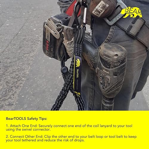 Miniatura 7 de BearTOOLS Cordón para herramientas con mosquetón de resorte estándar y extremo de bucle ajustable, 35.4 in de longitud, límite de peso máximo de