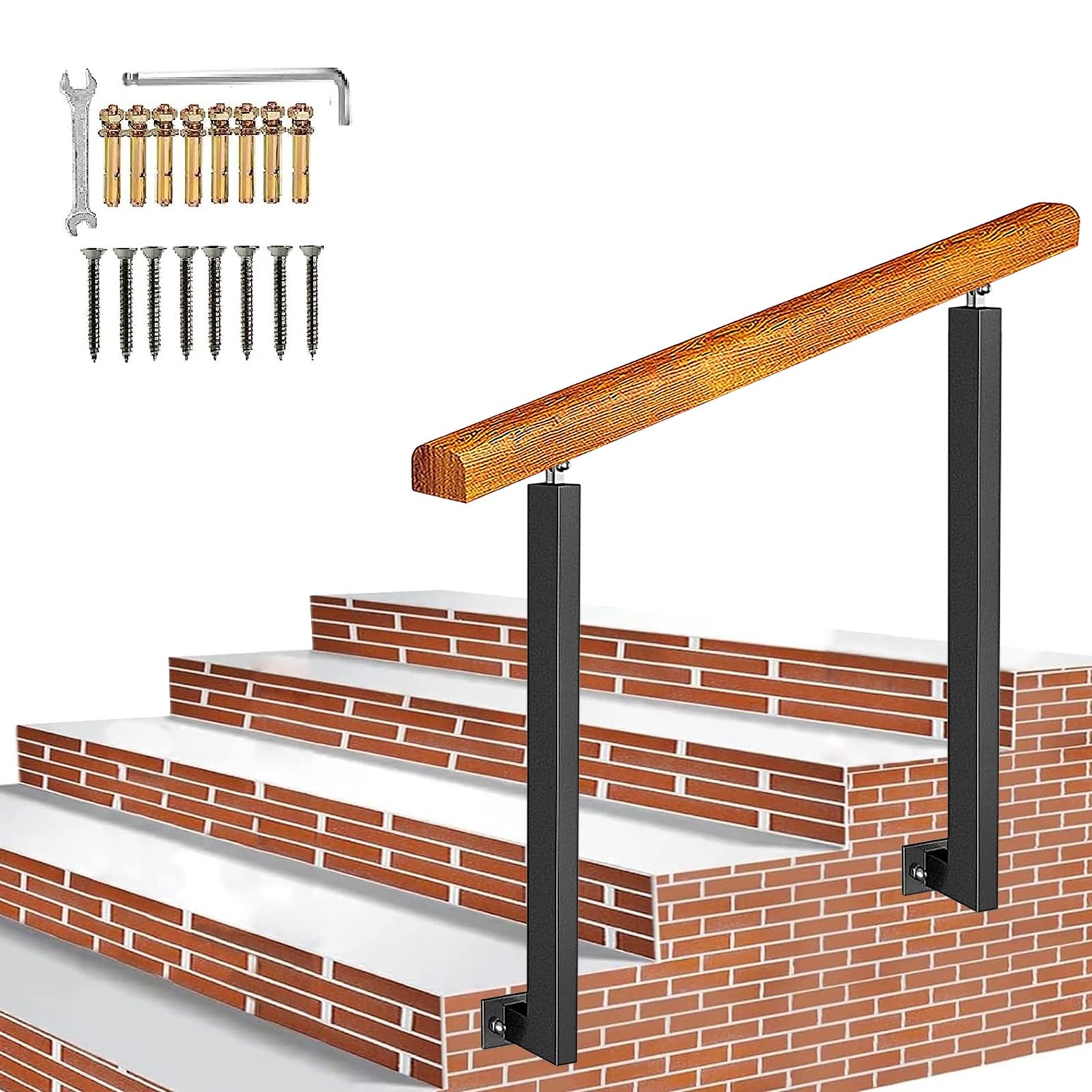 Rampe d'escalier extérieure à double poteau pour mur latéral