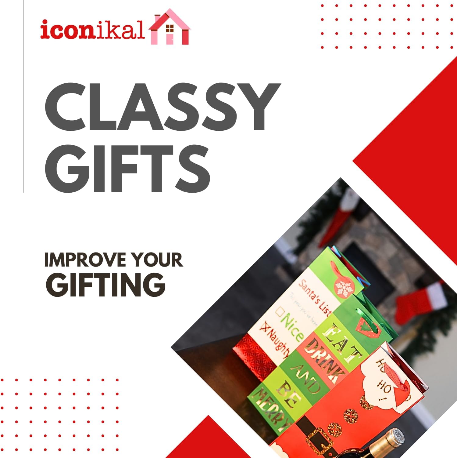 Iconikal 16-Pack Heavy-Duty Christmas Wine Bottle Gift Bags, Thick Paper with Ribbon Handles, Assorted Holiday Designs, Perfect for Festive Wine Gifting, Xmas Parties, and Bulk Holiday Wrapping - Image 5