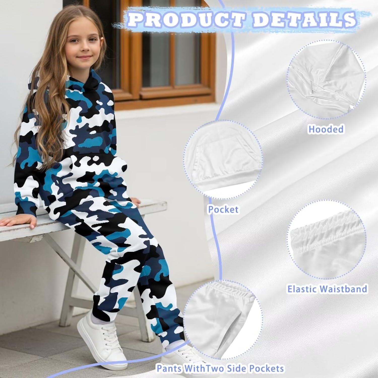 doginthehole Hoodie and Jogger Set for Boy Athletic Tracksuit Long Sleeve Sweatshirt and Sweatpants with Pockets 5-12Y