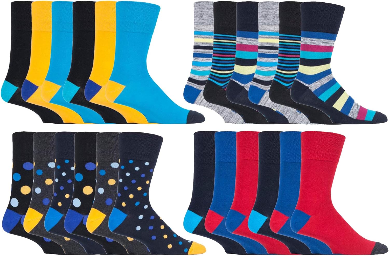Gentle Grip - 3 Pack Mens Non Binding Loose Fit Top Crew Socks