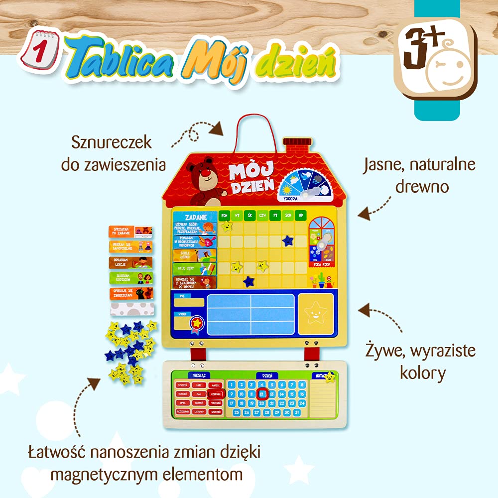 Trefl Tablica Mój Dzień Drewniana Zabawka dla Dzieci od 3 lat