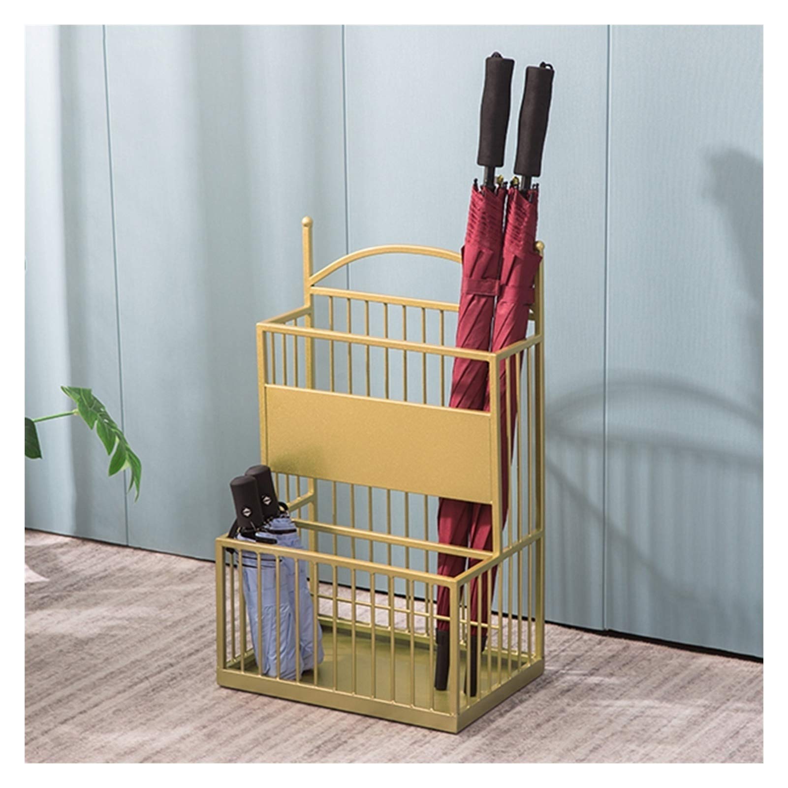 GHHVFEC Doré Double Layer Umbrella Stand with Hook & Drain Tray - Stylish Home, Hotel, Office, or Entryway nizer - 36x25x60cm Modern Design