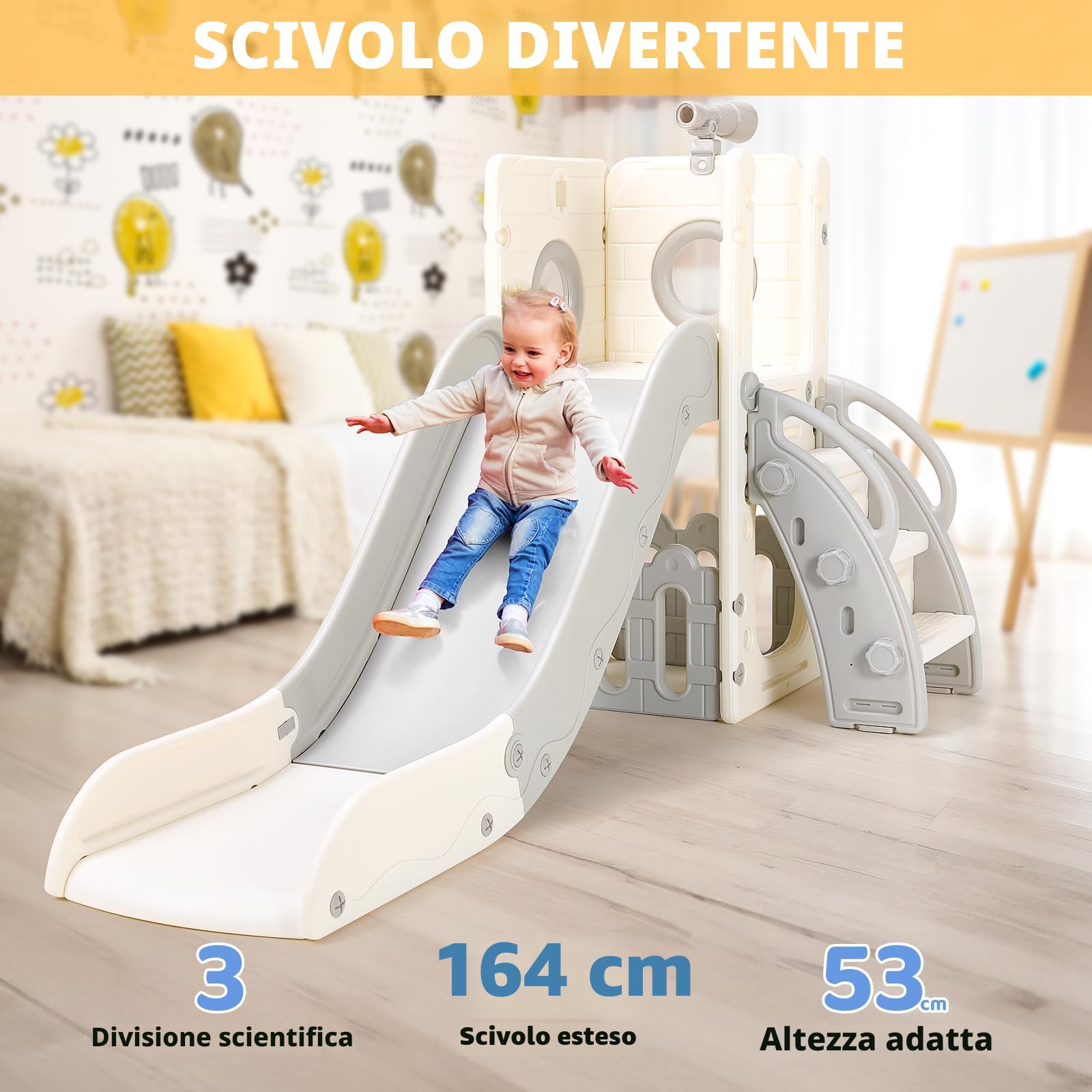 Scivolo per Bambini, Toddler Climber Swing Set, 5 in 1 Parco Giochi, con Altalena, Scivolo, Scala da Arrampicata, Telescopio, Deposito, Set di Giochi per Interni all'aperto, Scivolo Indipendente