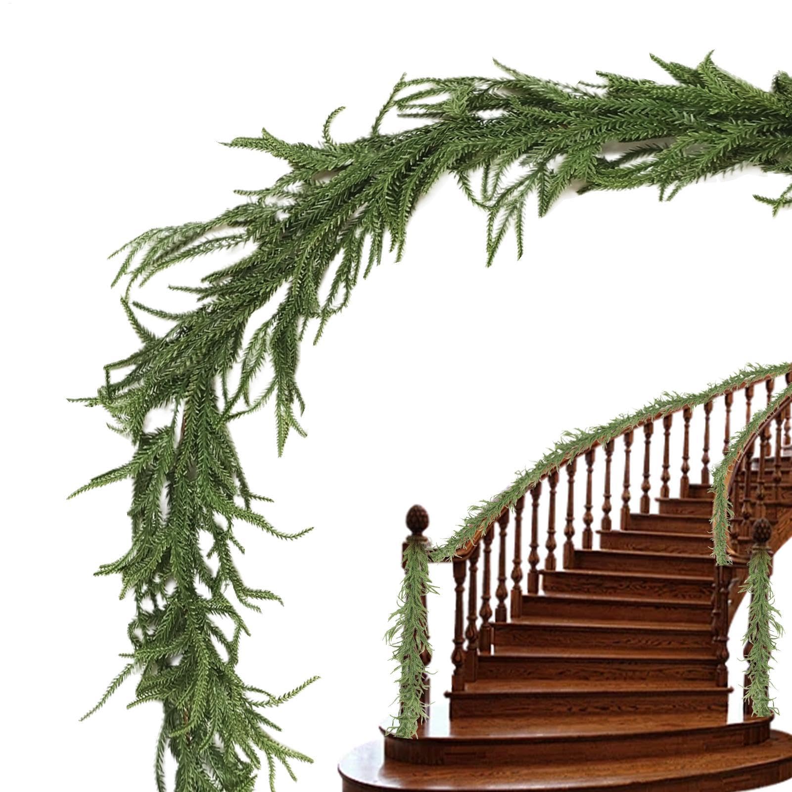 Garland de Navidad para barandilla de escaleras, Corona de Pino Artificial