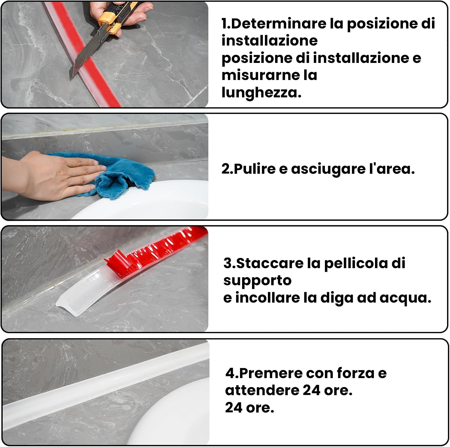 Barriera Doccia Ferma Acqua, Self-Adhesive Decorative Strip Trasparente Decor Tape, per decorare la camera da letto, bagno, la cucina 1.5M Trasparente