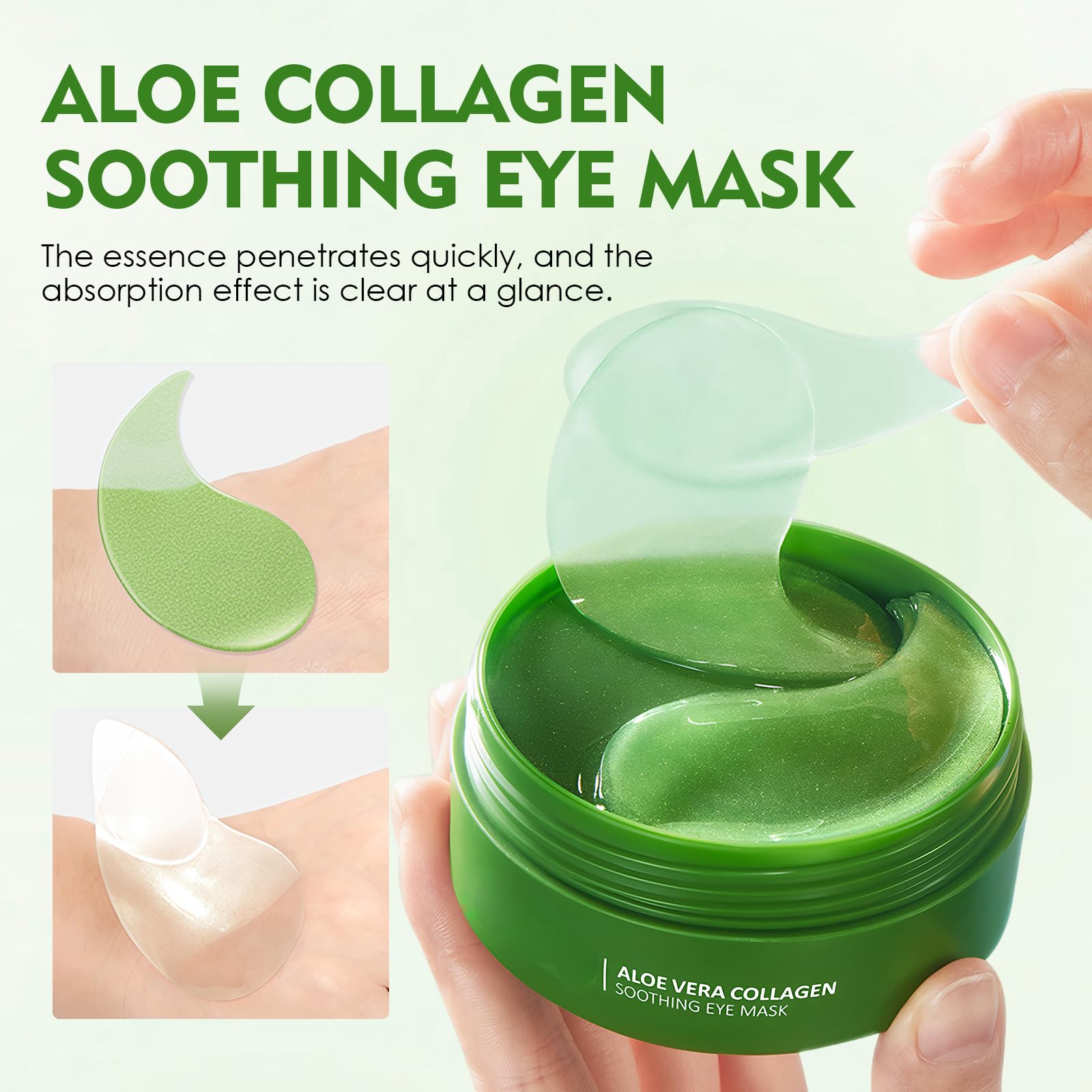 60 Patchs Yeux à L’Aloe Vera Et CollagèNe,Patch Yeux Anti Cernes,Soin Hydratant Et Nourrissant,RéDuire Rides,Fatigue,Et Les Poches,Soin Nourrissant Pour Le Contour Des Yeux,Soins Visage