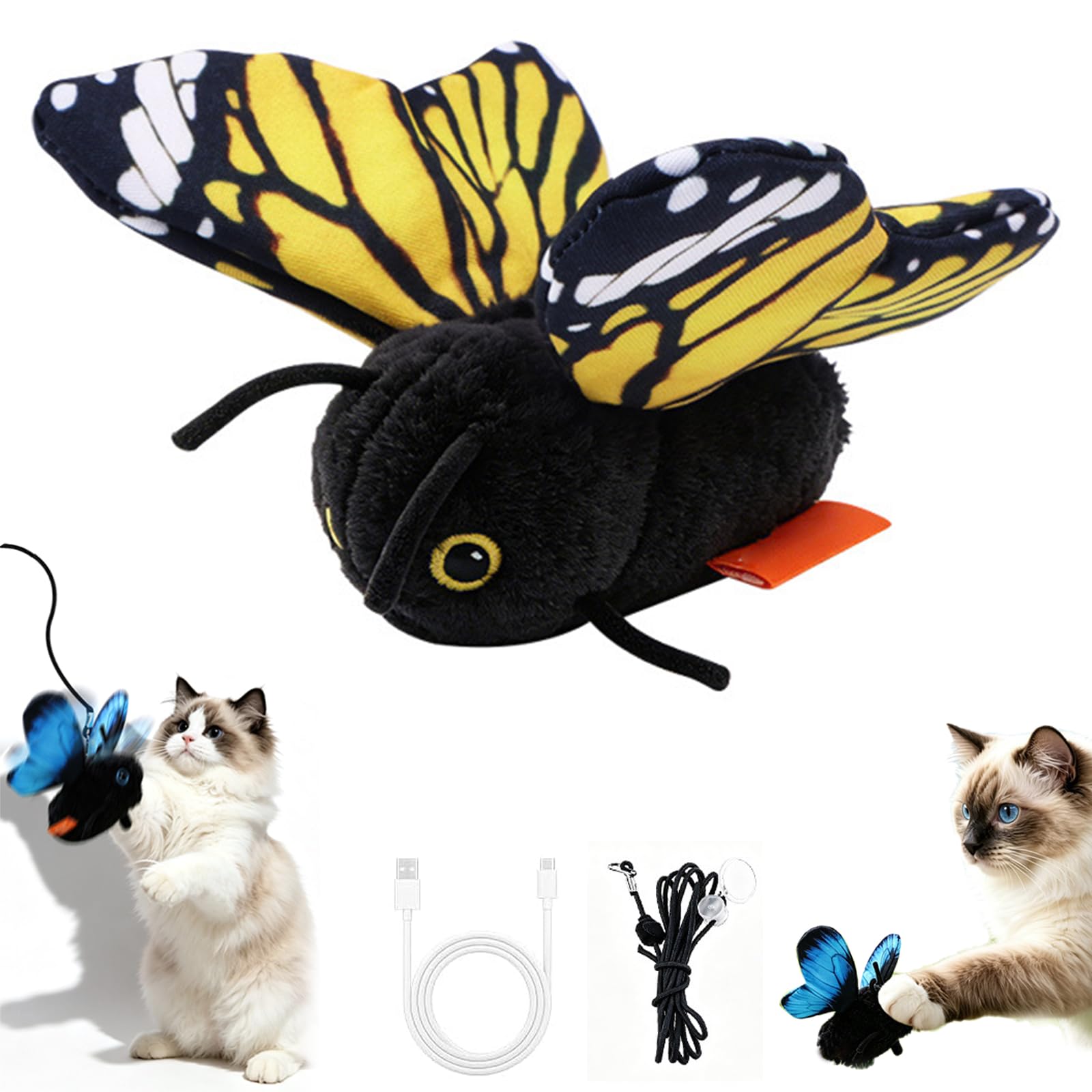 Cat Interactive Toy for Indoor Cats Fluttering Butterfly Toy Flapping Wings
