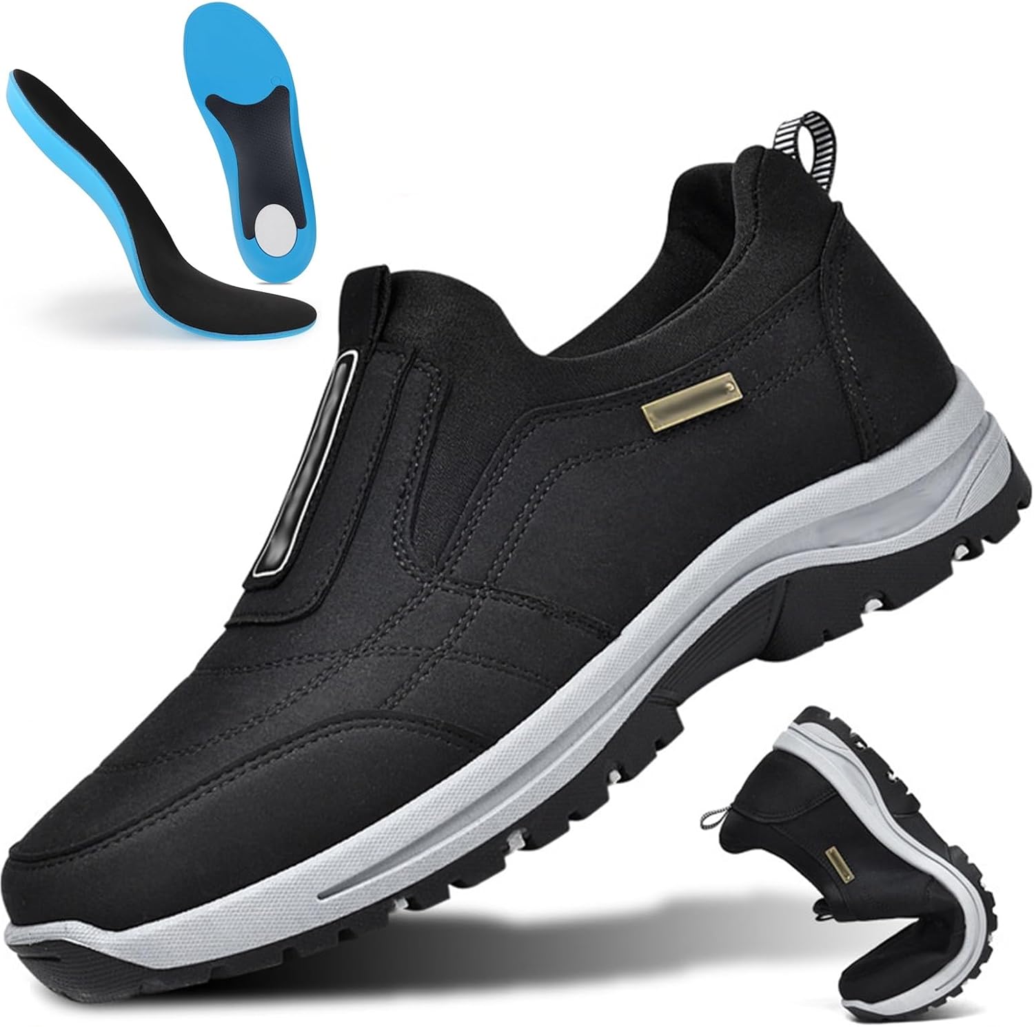Men's Hiking Outdoor Shoes, Waterproof, Breathable, Supportive, Wider Suitable for Outdoor Activities(Black,9US)