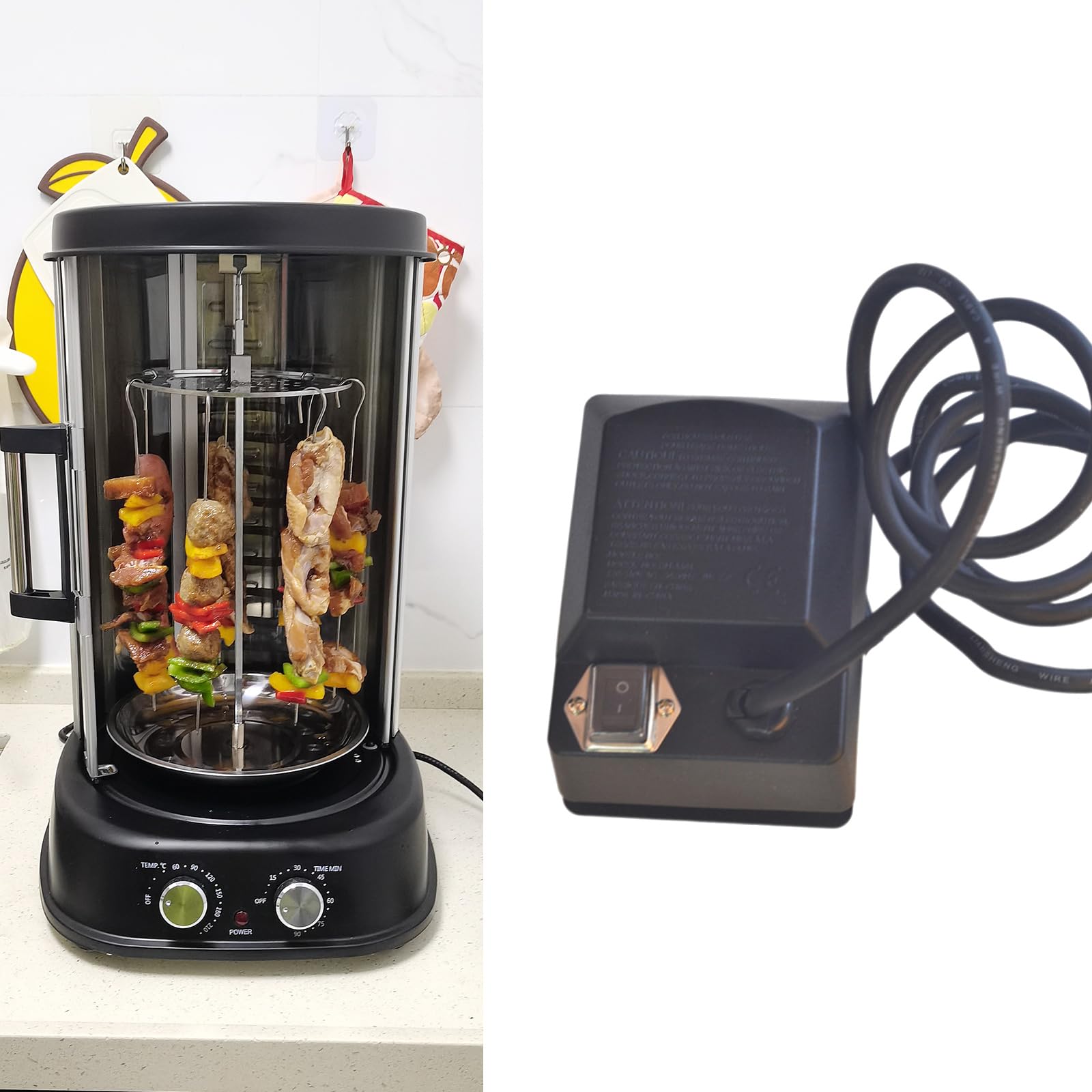 PANGBOER Motor eléctrico de bajo ruido para asador de barbacoa, resistente, diseño portátil, 220 V, 15 kg, gran capacidad, ahorro de energía