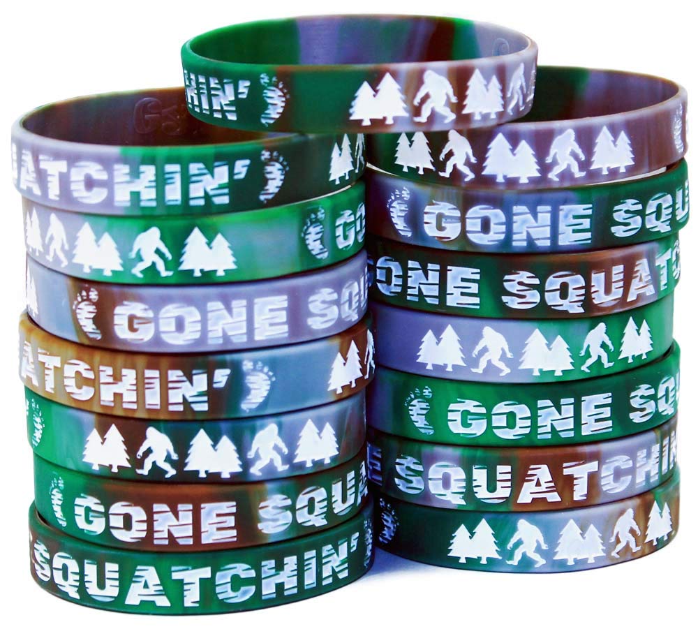 Gypsy Jade's Bigfoot Party Favors - Camo Wristbands for Sasquatch Themed Parties - Pack of 15!