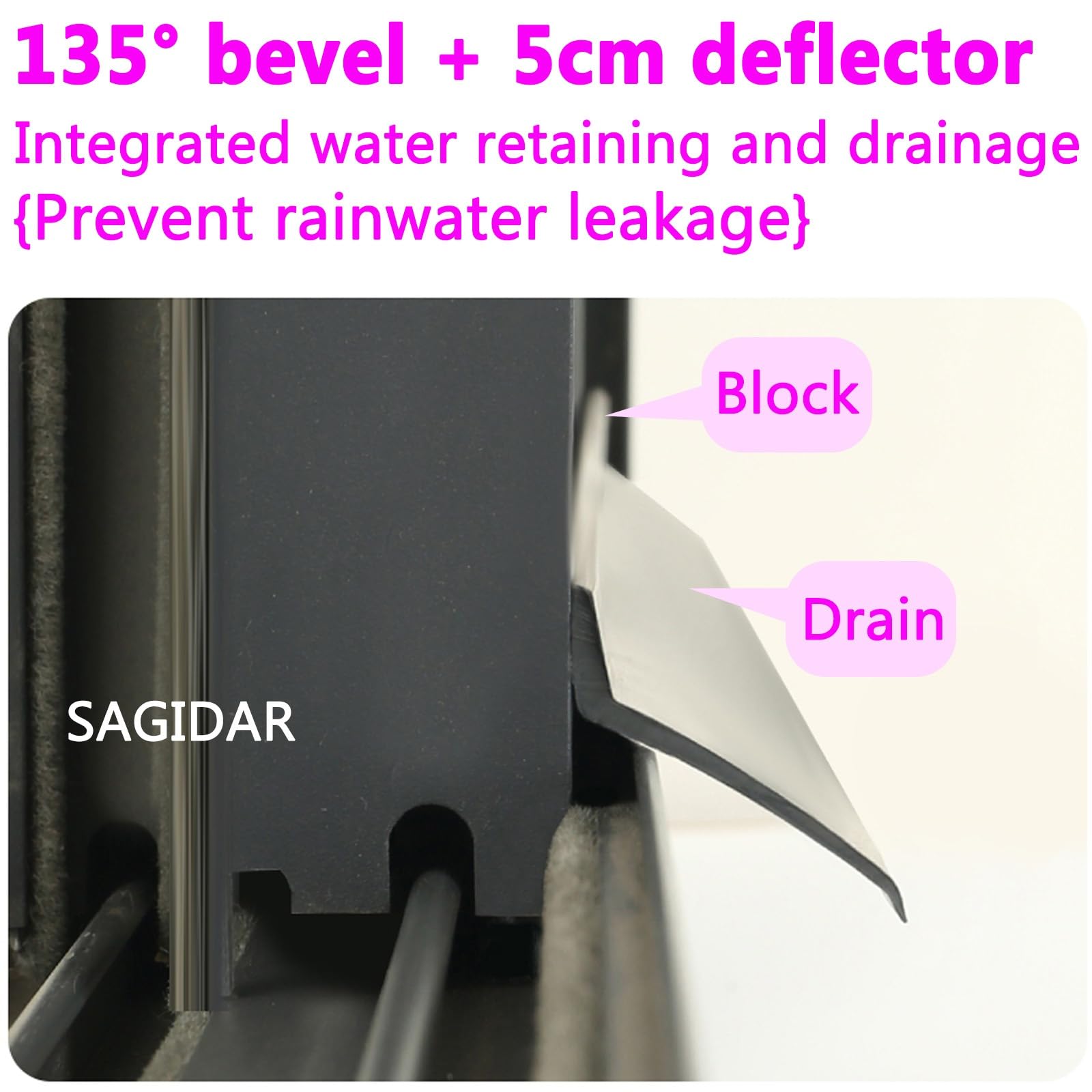 Tira De Sellado De Goma Autoadhesiva 0.5m-5m, Negro Barrera Impermeable Prevenir Daños En La Pared, Bisel De 135°+5cm Deflector Bloqueo De Agua Y Drenaje Suave, Largo Tiempo De Uso(5.5cmx400cm)