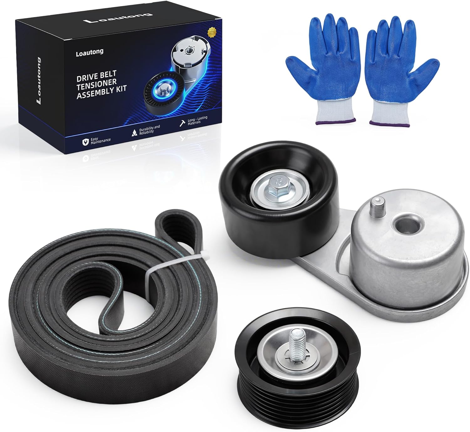 Drive Belt Tensioner Idler Pulley Kit for Nissan Xterra 2005-2015, for Frontier 2005-2019, for Pathfinder 2005-2012, for NV1500/NV2500 2012-2021, for NV3500 2012-2019, 38378, 36222