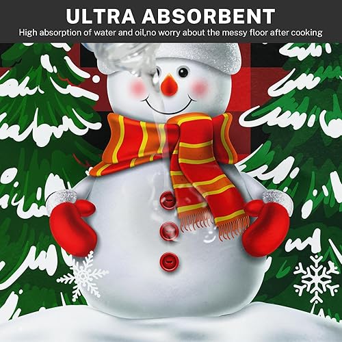 Miniatura 4 de ArtSocket Juego de 2 tapetes y tapetes de cocina antideslizantes y lavables, diseño de copos de nieve con diseño de muñeco de nieve, diseño de árbol