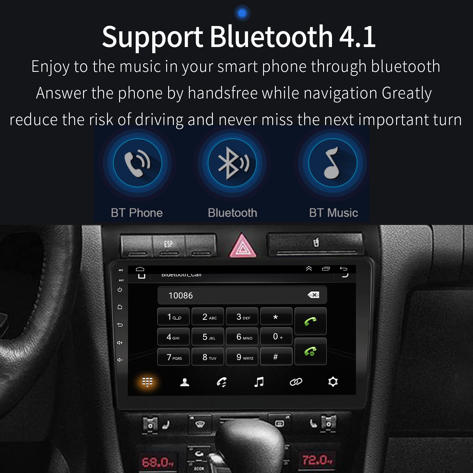 EZoneTronics Android Autoradio für Audi A6 C5 1997-2004 S6 1999-2004 mit Wireless Carplay Android Auto 9 Zoll Touchscreen GPS Navigation Mirrorlink Bluetooth USB WLAN FM/RDS Radio Player 2G + 32G