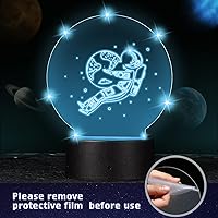 Vista 4 de Honoson 6 Juegos de Bases de Lámparas LED Nocturnas 3D con Láminas de Acrílico Transparente, Controles Remotos y Cables de Carga USB para Decoración