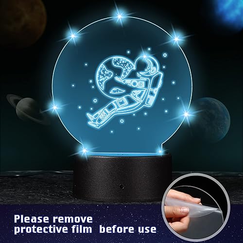 Miniatura 4 de Honoson Juego de 6 juegos de luces LED nocturnas 3D, base de lámpara de acrílico transparente, controles remotos y cables de carga USB para